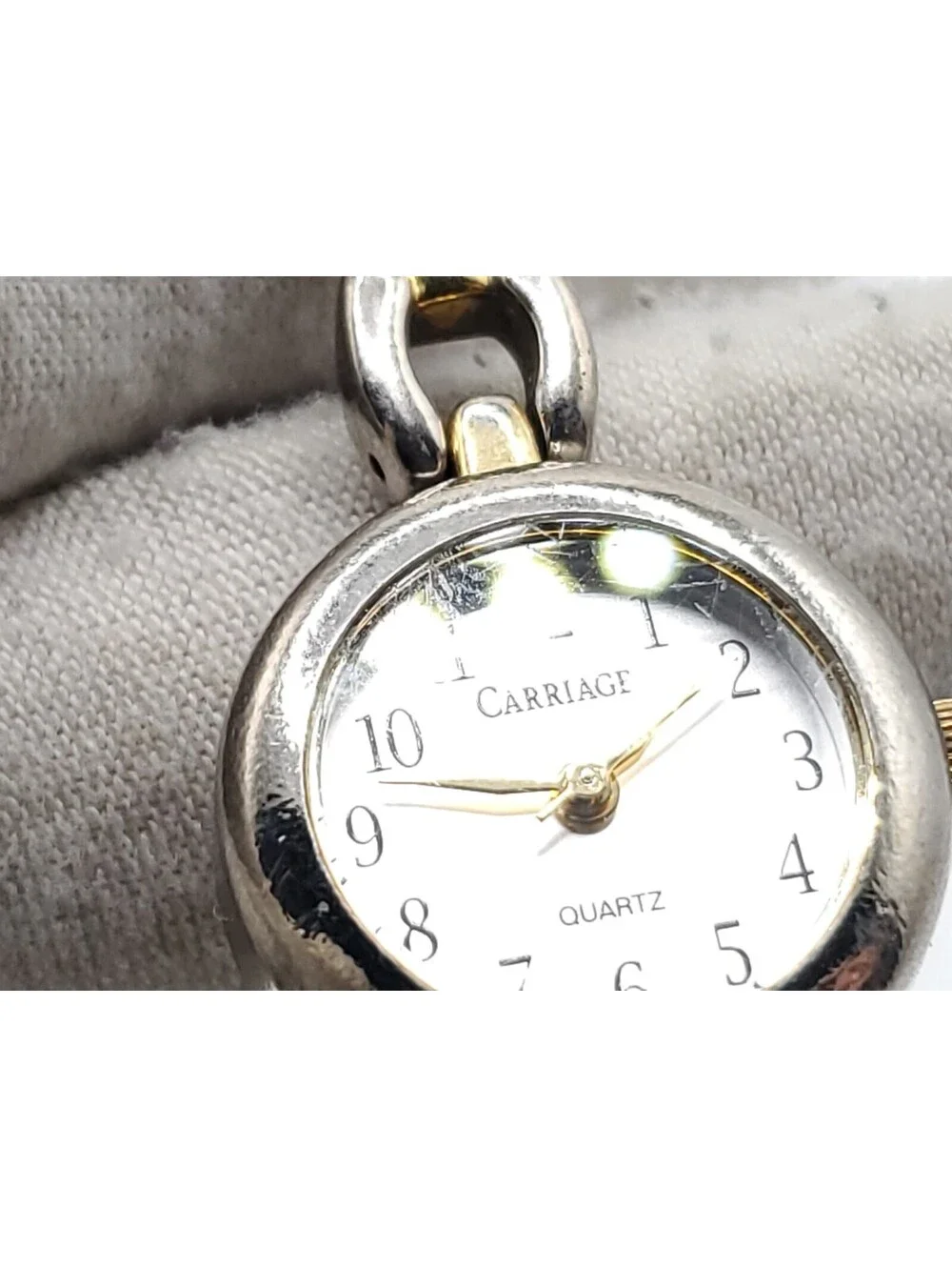 Carriage By Timex Womens Watch New Battery Two-Tone Silver Tone Dial 20mm